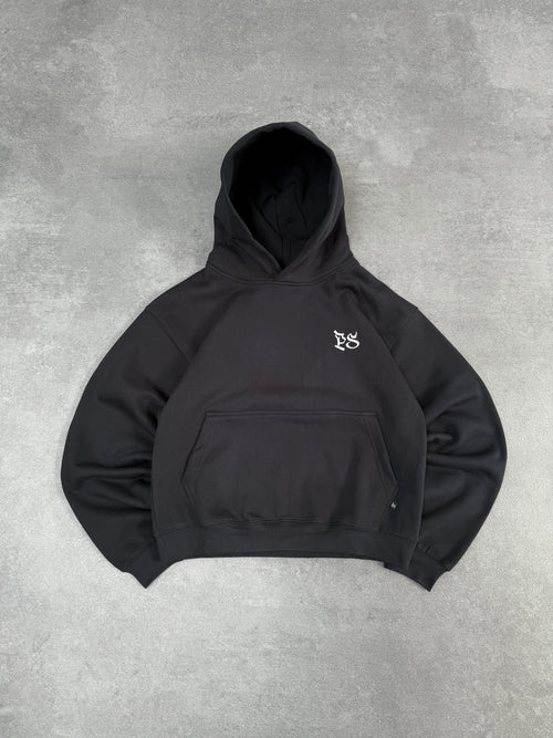 BLACK BOXY HOODIE