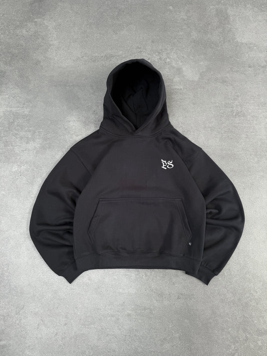BLACK BOXY HOODIE